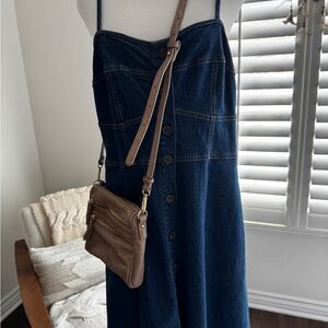 Tan Crossbody Bag with Skinny Strap